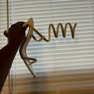 White heels with glitter